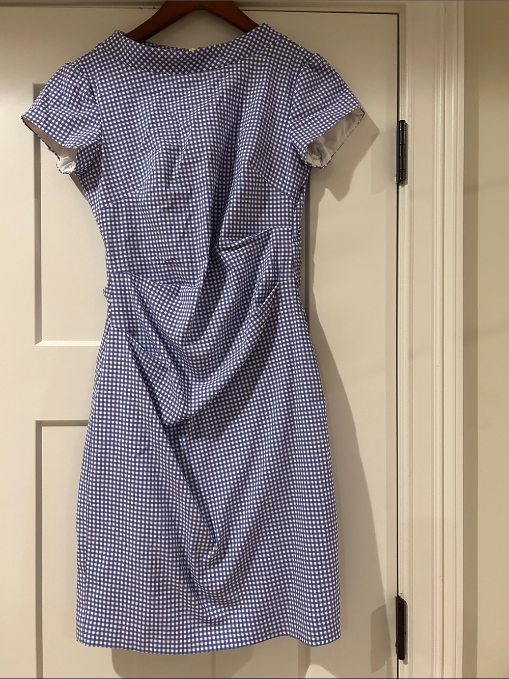 Sara Campbell Blue-and-White Gingham Midi Dress